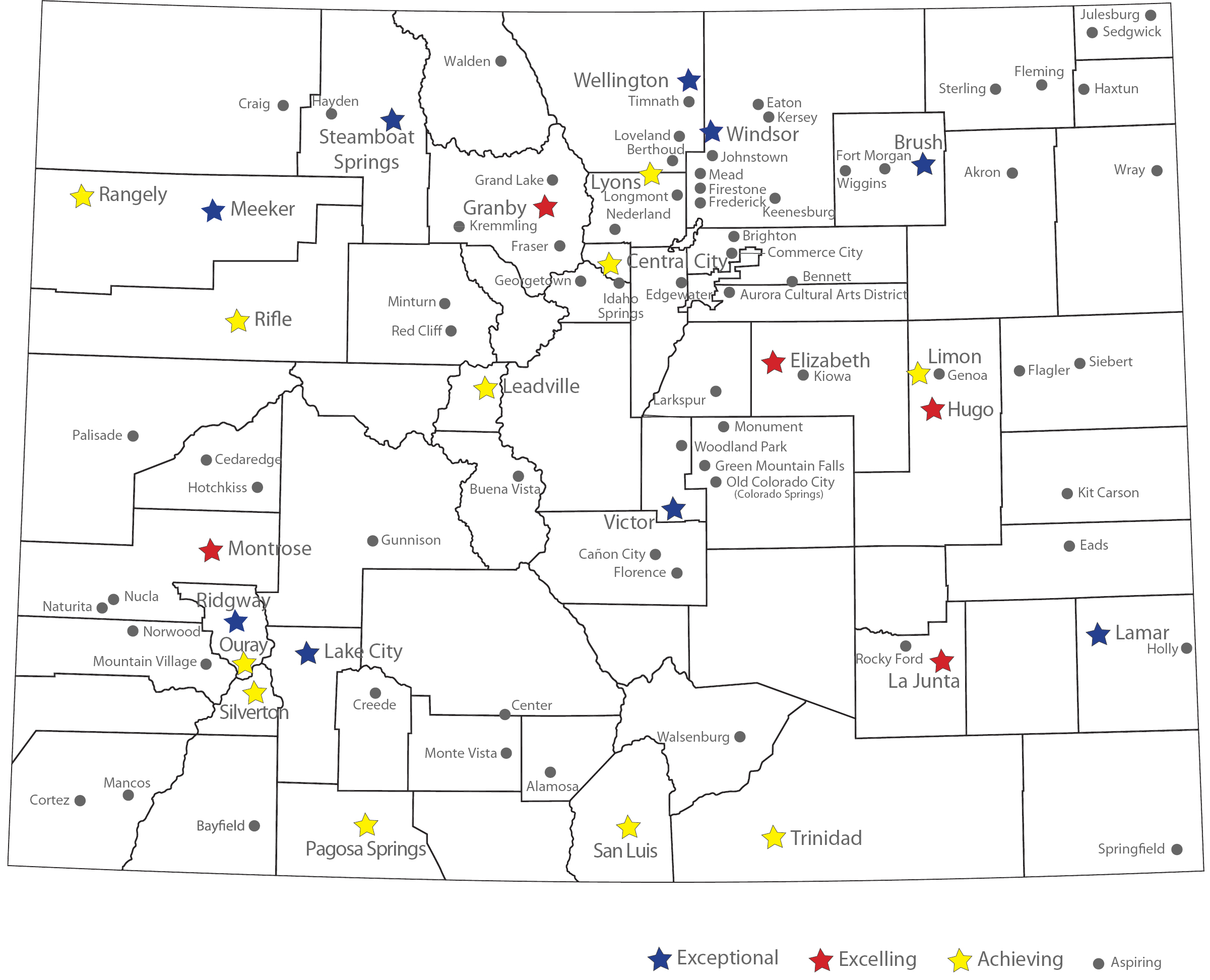 Map of Official Main Street Communities in Colorado