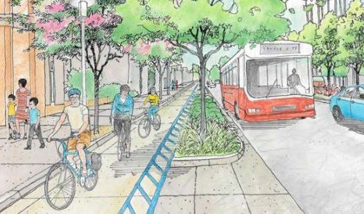 Rendering of a multi-modal street design from Durango, Colorado