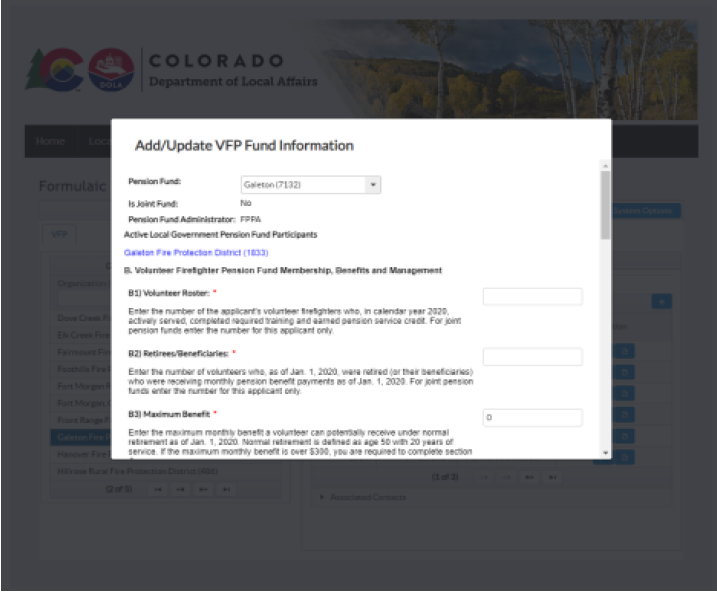 Screenshot of the application form.